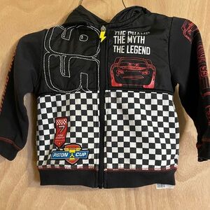 EUC size 3T Disney Lighting McQueen Black Jacket with Embroidered Details